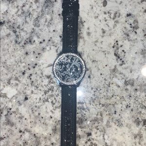 Black leather guess watch
